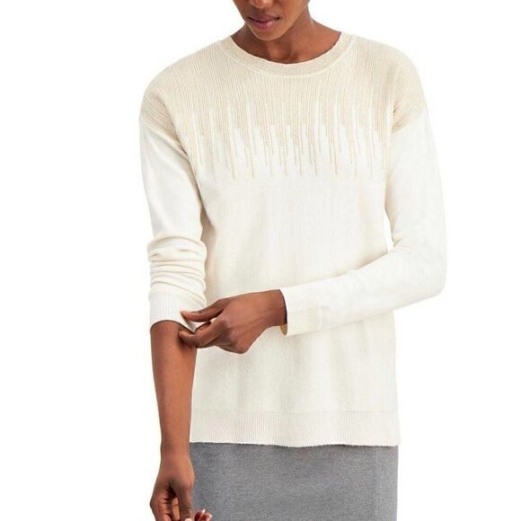 ‎Alfani Sweater Top Large Ivory Metallic-Sparkle - Picture 6 of 6